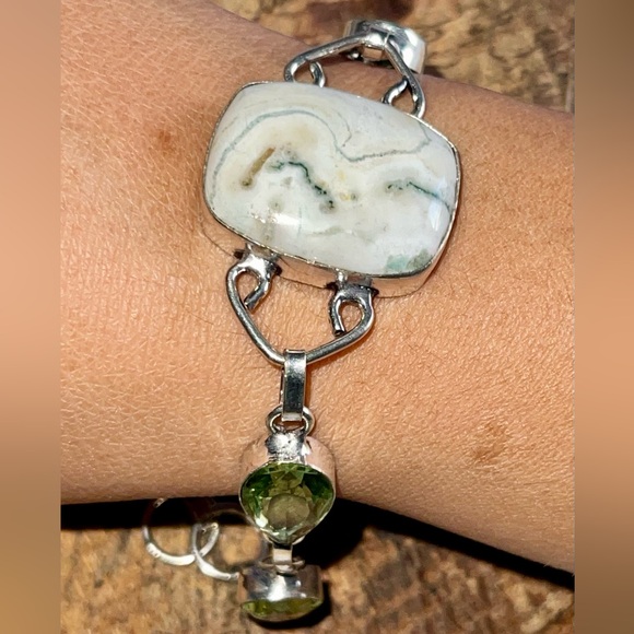 Dendritic Tree Agate Bracelet 7 1/2”- 8” - Picture 1 of 12